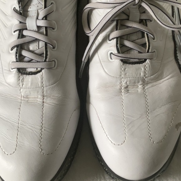 Puma White and Black spiked golf Shoes with Sleek Design - Picture 3 of 6